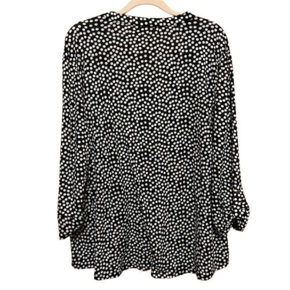 Cocomo Top Womens 3X Black White Polka Dot Stretchy Half Button Front Plus Size - Picture 3 of 7